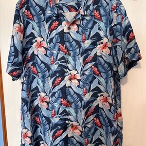 Men’s Tommy Bahama Short Sleeve Silk Button-Up Hawaiian Shirt, XL